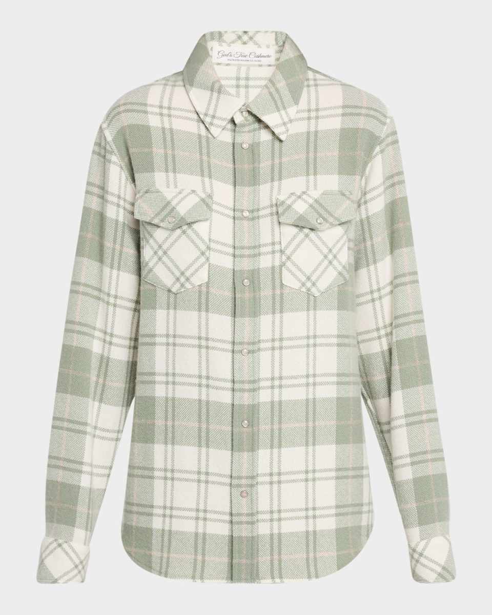 Sage Tartan Cashmere Flannel Shirt